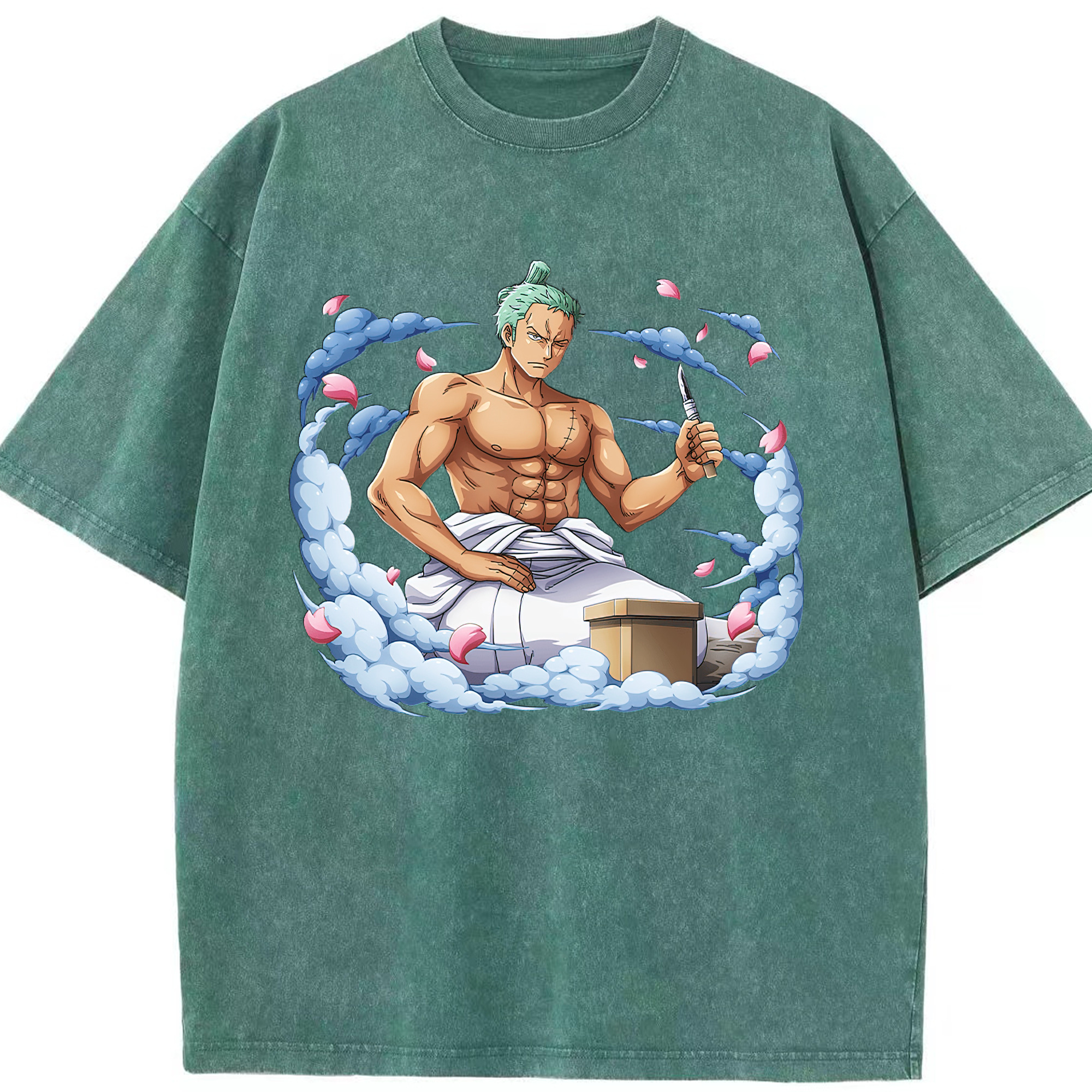 ワンピース ロロノア・ゾロ ONE PIECE Roronoa Zoro 綿100% ヴィンテージ風 半袖Tシャツ（フロントプリント）